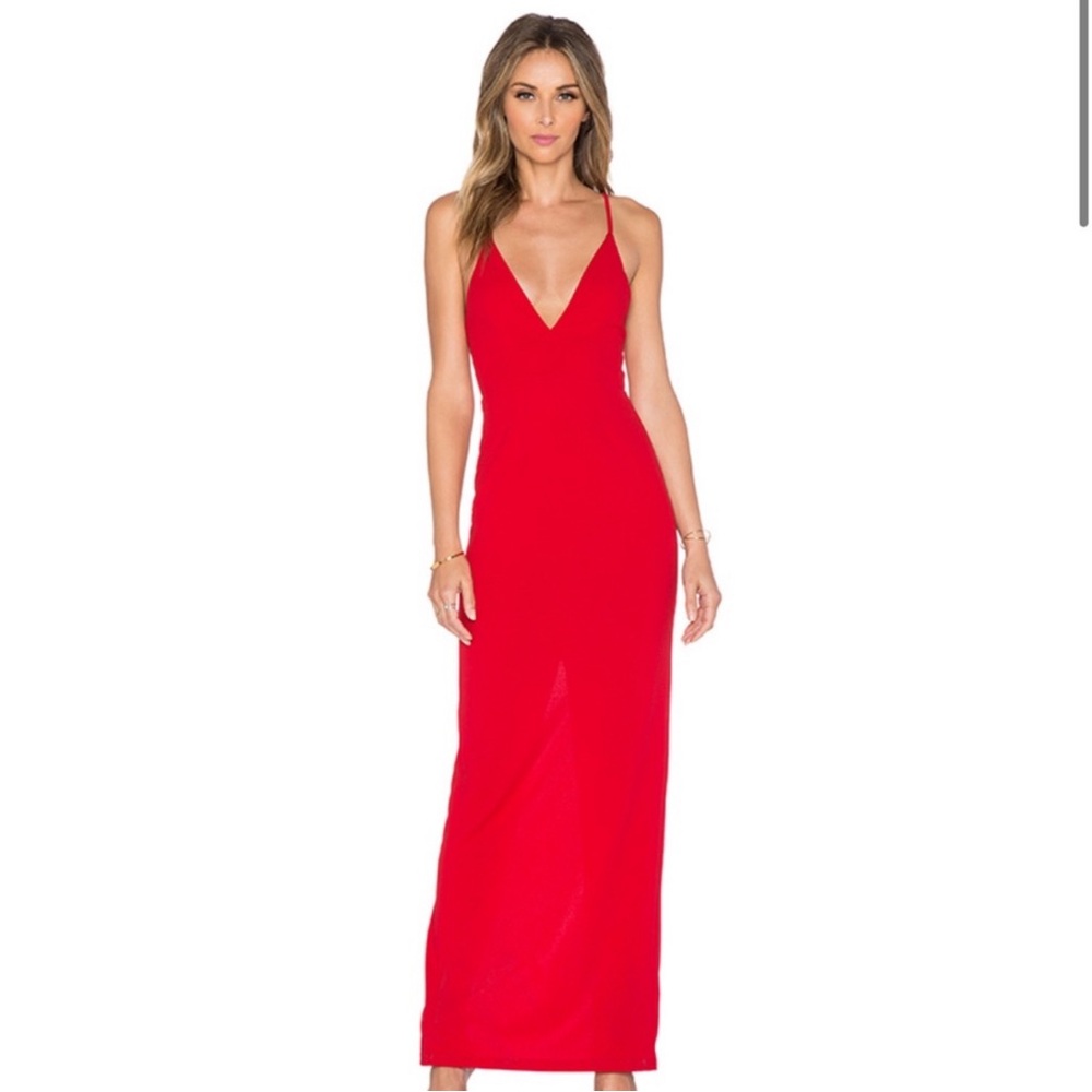 Toby Heart Ginger X Love Indie Size XS Red Deep V Maxi Dress